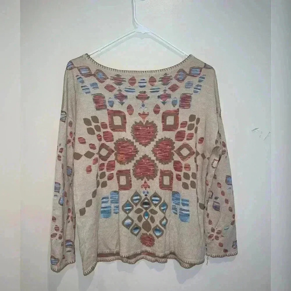 Gypsy 05 Global Village Girisha Intarsia Boho Pullover Sweater - Picture 2 of 5